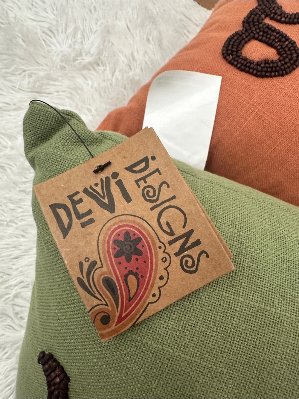🌴 NWT Devi Designs Beaded Fall Throw Pillows - Picture 2 of 6
